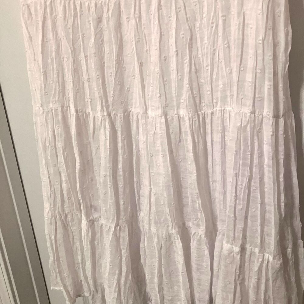 White Tiered Baby Doll Dress L Y2K Boho Romantic Whimsy - Picture 6 of 10